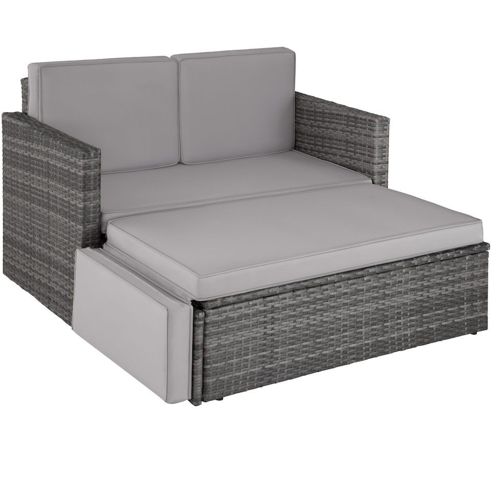 image 1 of Garden Sofa Corfu - 2 seater sofa, stool sun lounger, thick cushions | Grey | grey | 119 x 64,50 x 71,50 cm | 1