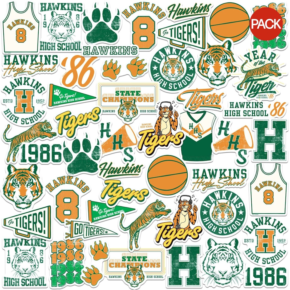 image 1 of Stranger Things Hawkins High Stickers (Pack of 50) - Multicoloured - One Size