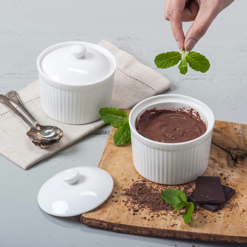 image 1 of Porcelain Ramekin with Lid (9cm), Set of 2 | Multi | 2