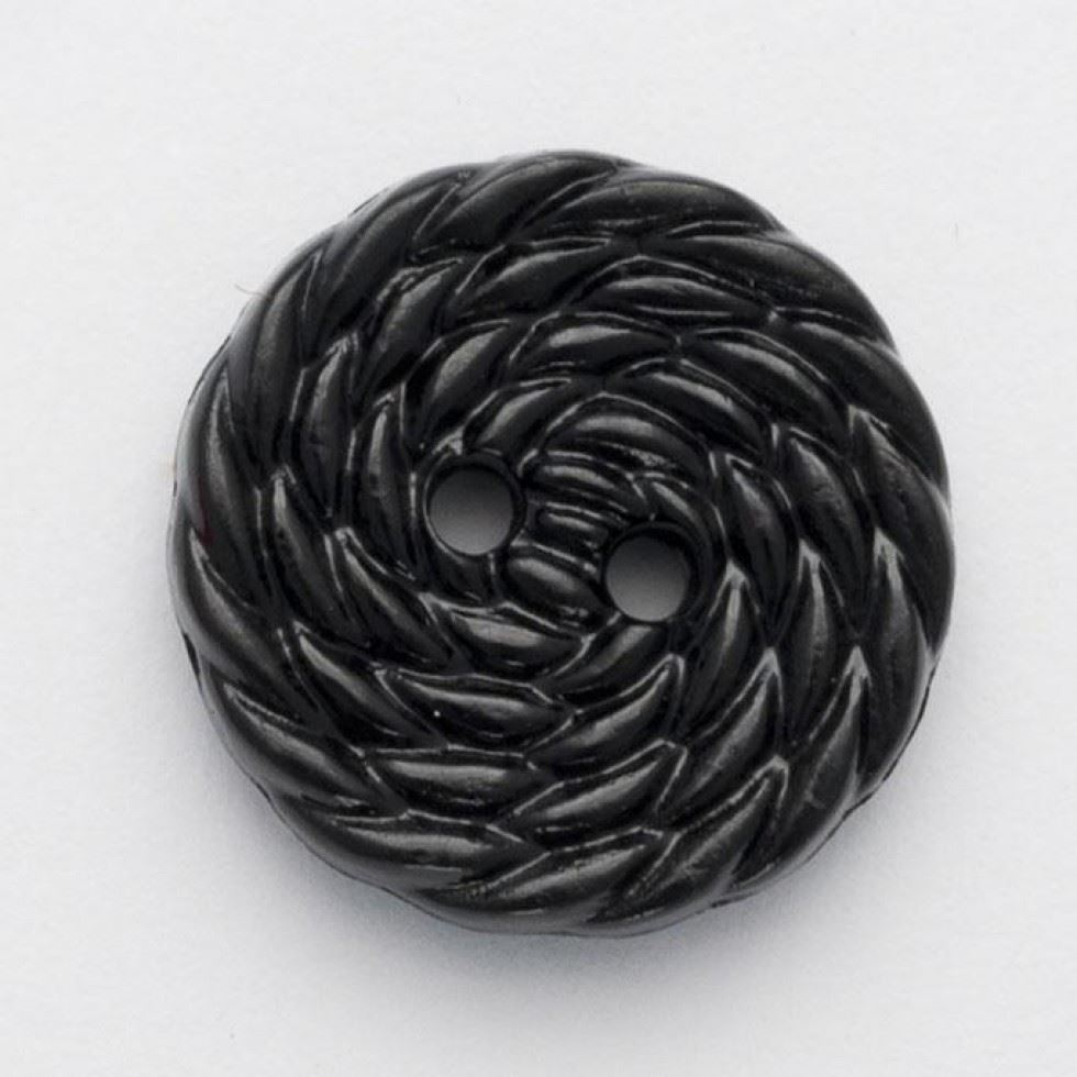 Minerva Black Round 2 Hole Swirl Buttons for Dressmaking - 15mm - per value pack of 100