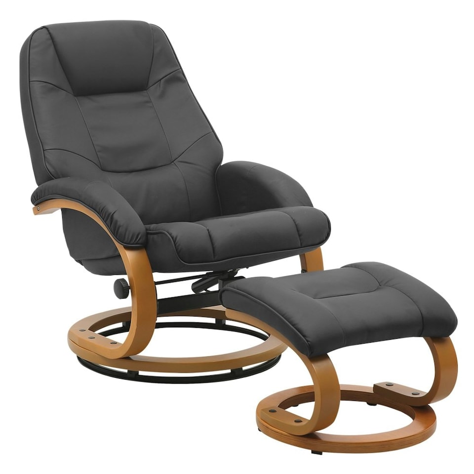 image 1 of Living and Home Ergonomic Executive Office Reclining Chair with Footstool - Black