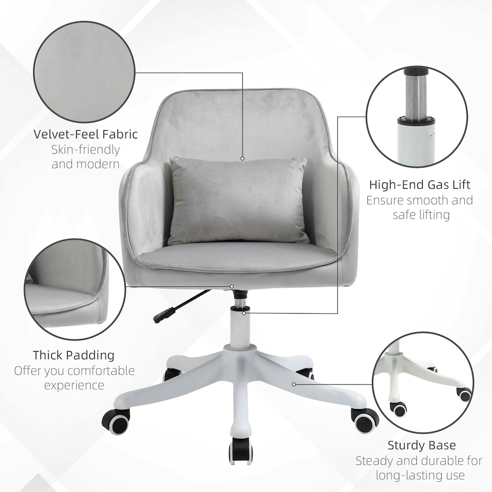 image 1 of Vinsetto Office Chair with Electric Vibration Massage Lumbar Pillow, Grey