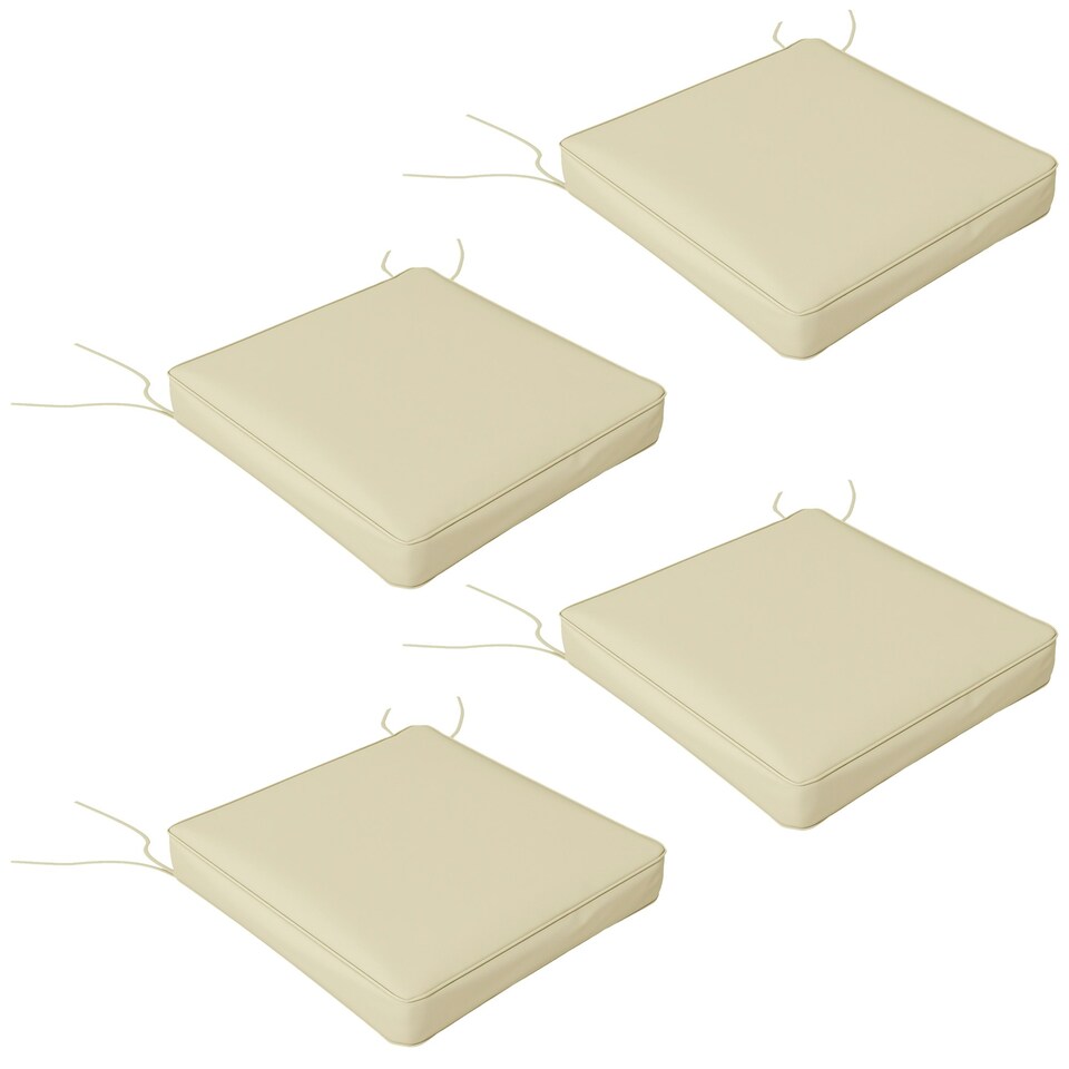 image 1 of Outsunny Set of 4 Outdoor Seat Cushion with Ties, for Patio Furniture, Beige 