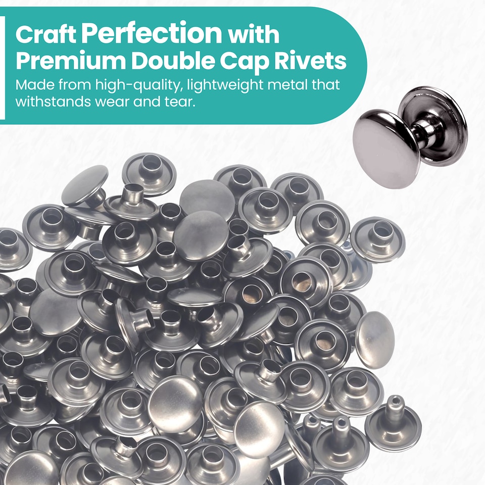 image 1 of 4mmx4mm Double Cap Rivets, Tubular Metal Studs for DIY Projects - 100pcs