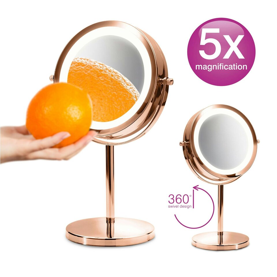 image 1 of Rose Gold Double Sided LED Cosmetic Mirror