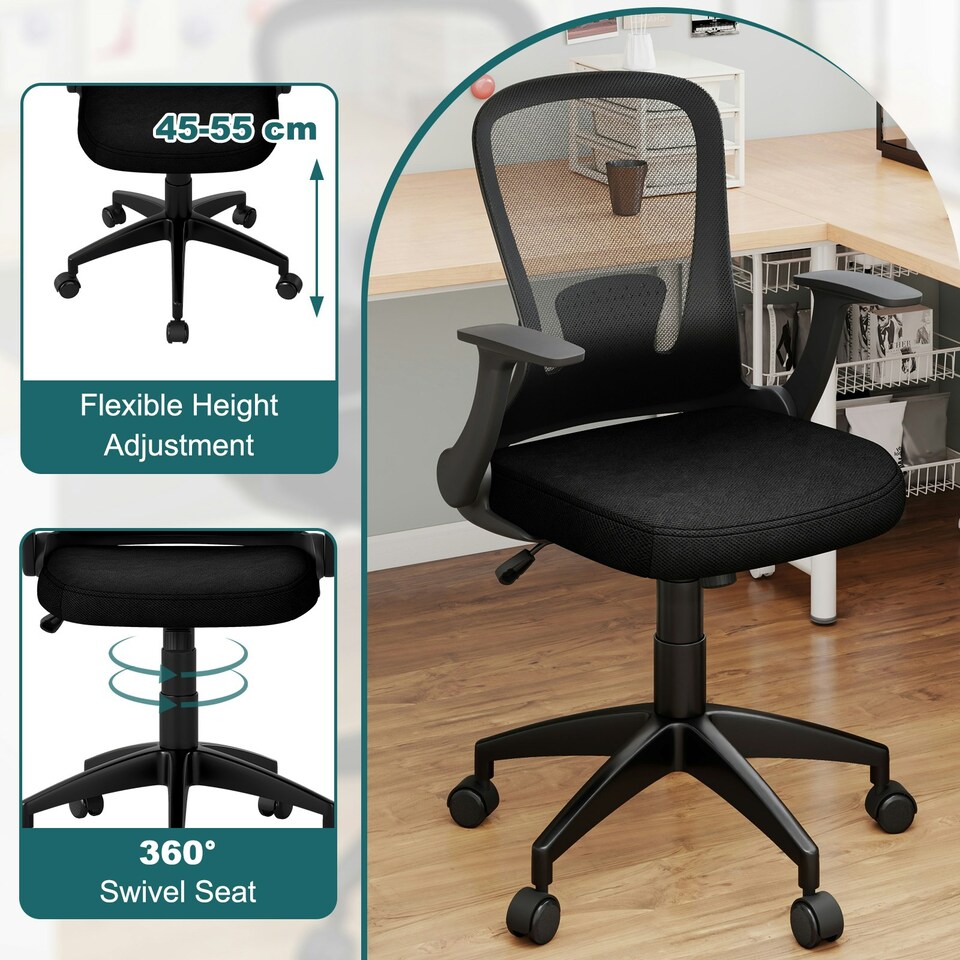 image 1 of COSTWAY Ergonomic Mesh Office Chair Height Adjustable Black Black