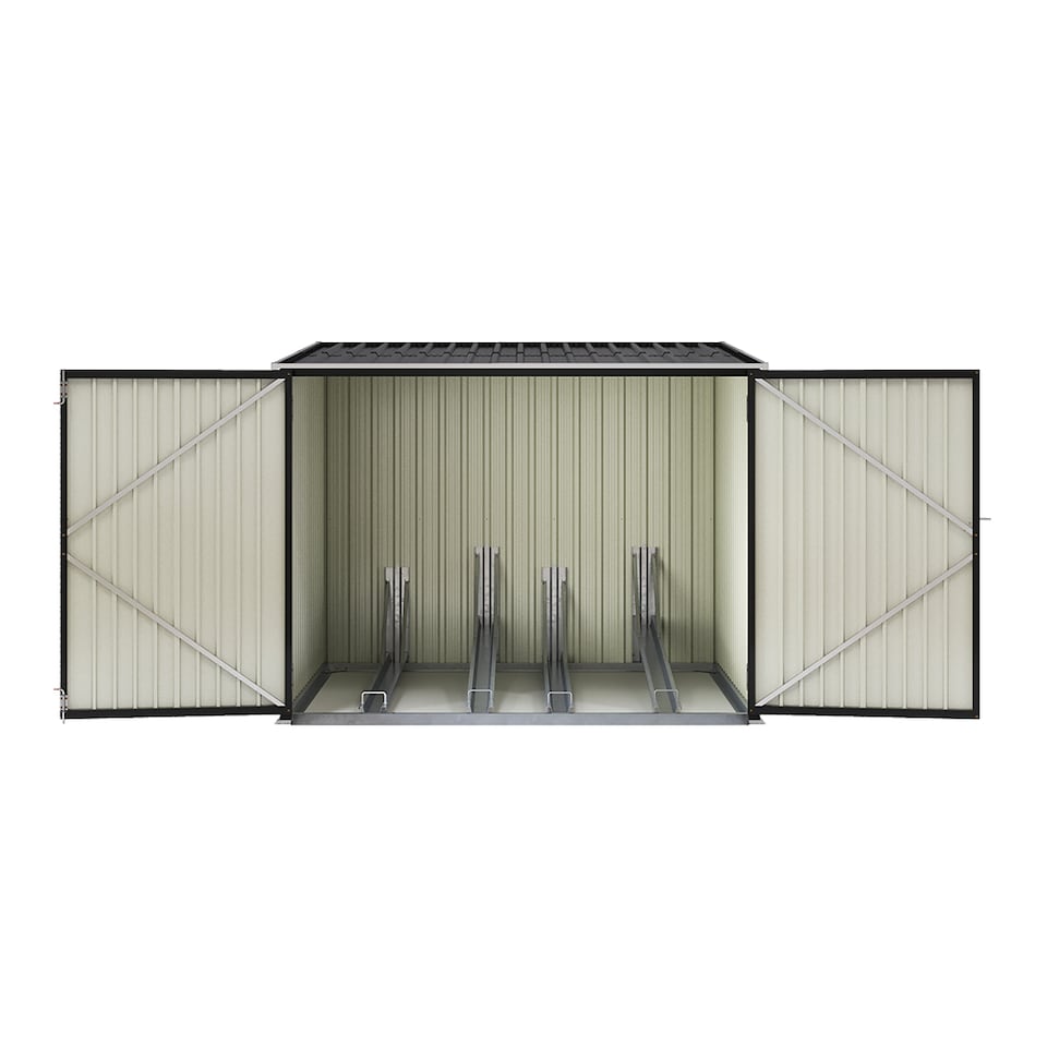 image 1 of Living and Home Galvanized Steel Outdoor Bicycle Storage Shed, Black | Black | 1