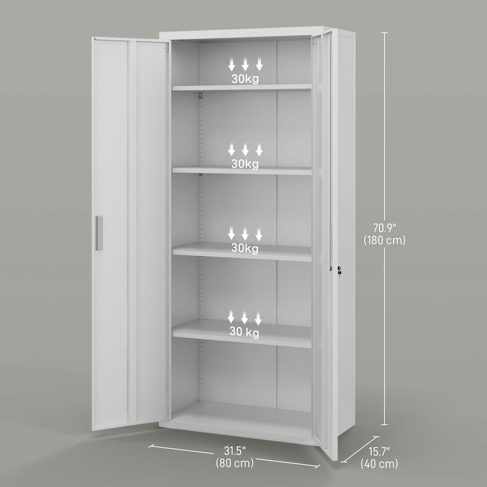 image 1 of HOMCOM Lockable Metal Cabinet with 2 Doors, File Cabinet