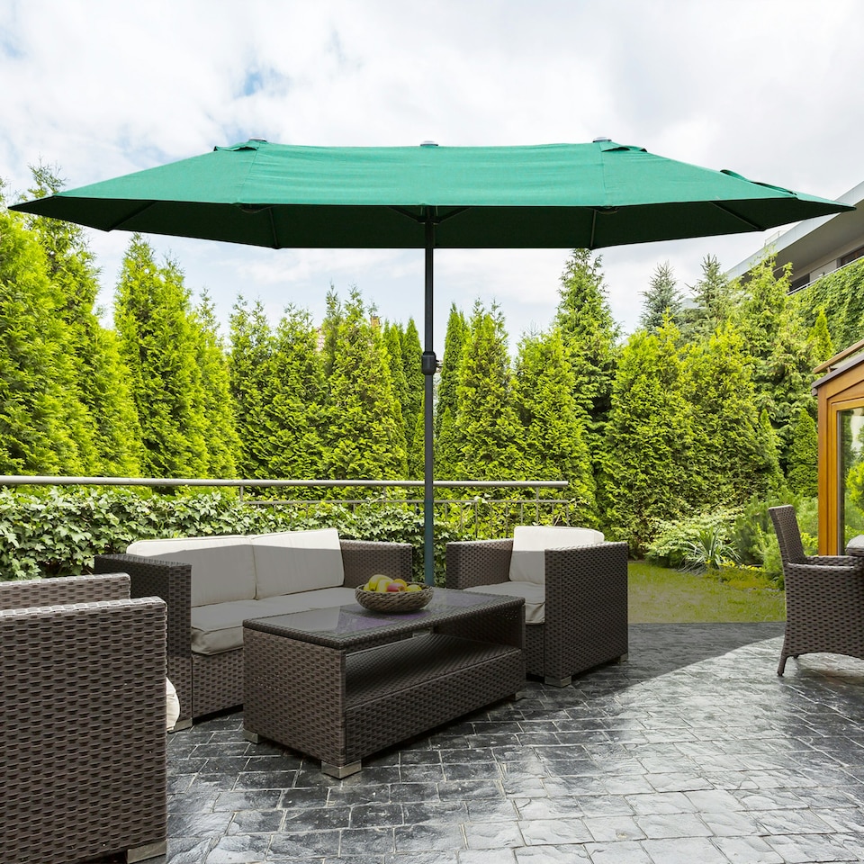 image 1 of Outsunny 4.6M Garden Patio Umbrella Canopy Parasol Sun Shade w/ Base Off White
