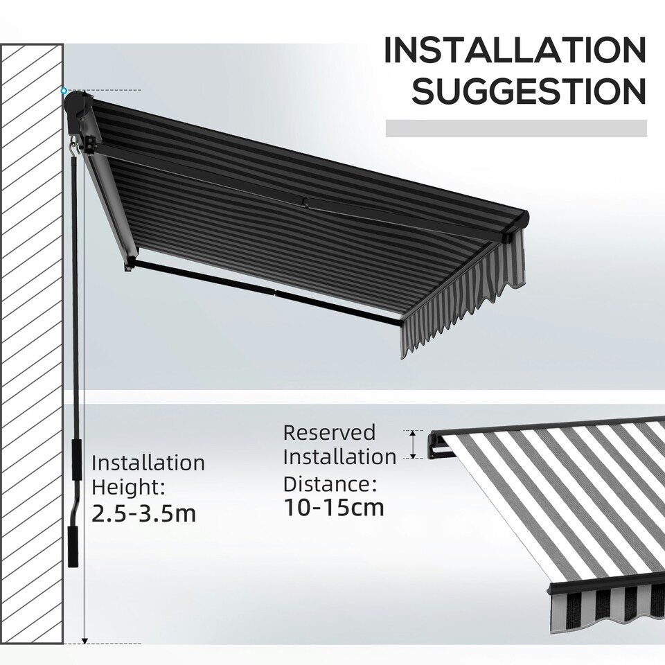 image 1 of Outsunny 3.5 x 2.5m Electric Retractable Awning, Aluminium Frame, Grey & White 