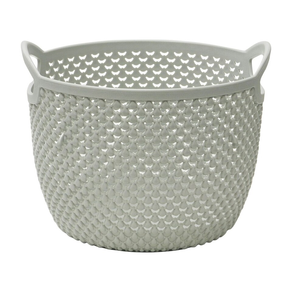 image 1 of JVL Droplette Design Plastic Round Storage Basket - Ice Grey Grey
