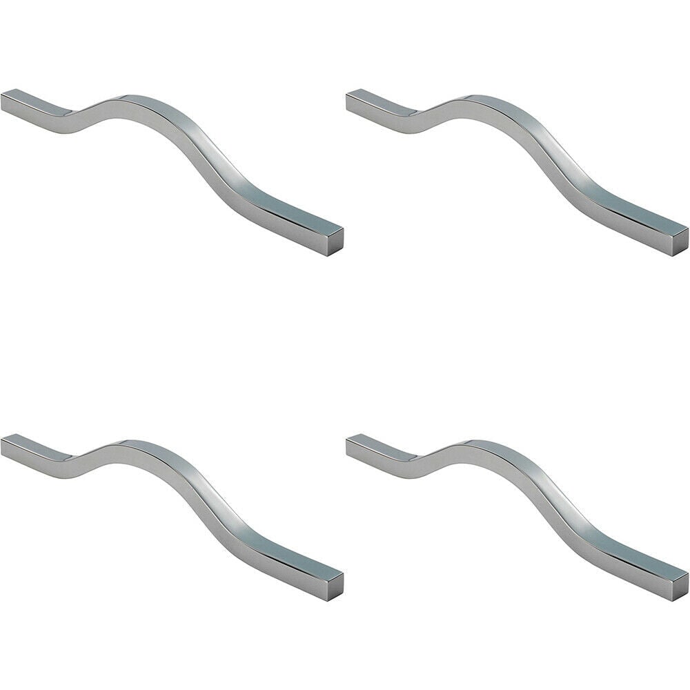 Loops 4x Curved Square Bar Pull Handle 240 x 12mm 160mm Fixing Centres Chrome
