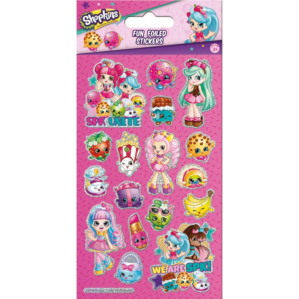 Shopkins Foil Cartoon Character Stickers - Multicoloured - One Size