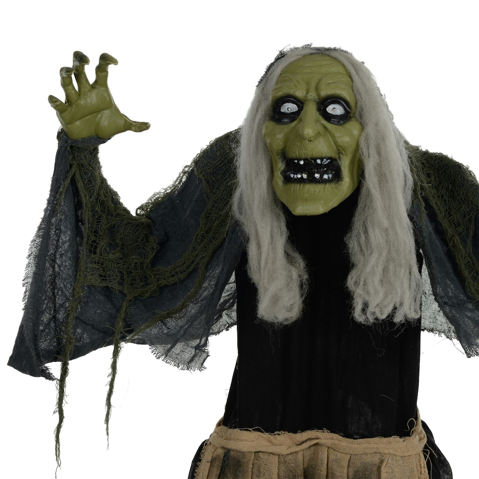 image 1 of HOMCOM Halloween Witch Animatronic Prop with Sound Activated