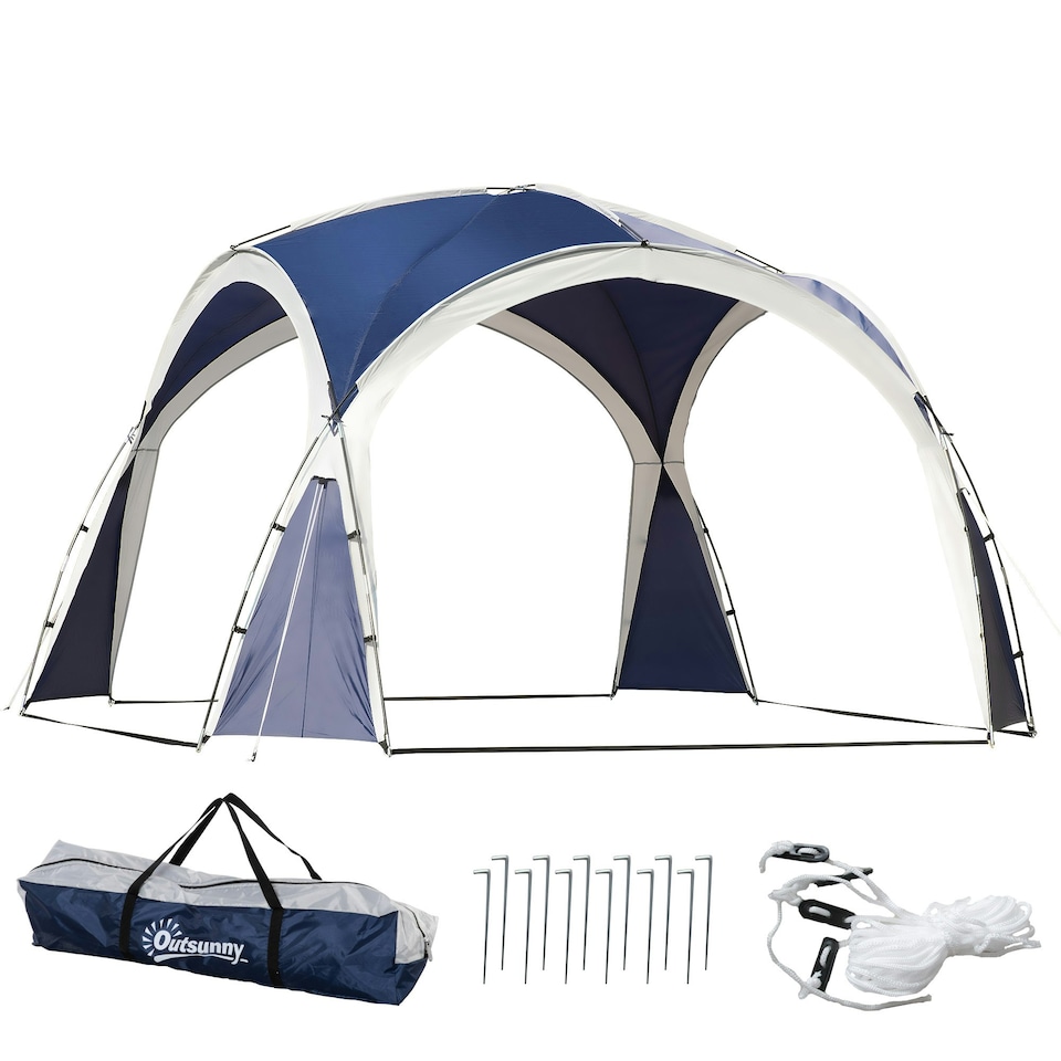 image 1 of Outsunny Outdoor Gazebo Event Dome Shelter Party Tent for Garden Cream and Blue