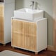 image 5 of SoBuy Under Sink Cabinet with 2 Bamboo Slatted Doors, White, 23.6x13.0x23.6 in, 11.5 kg - BZR125-W