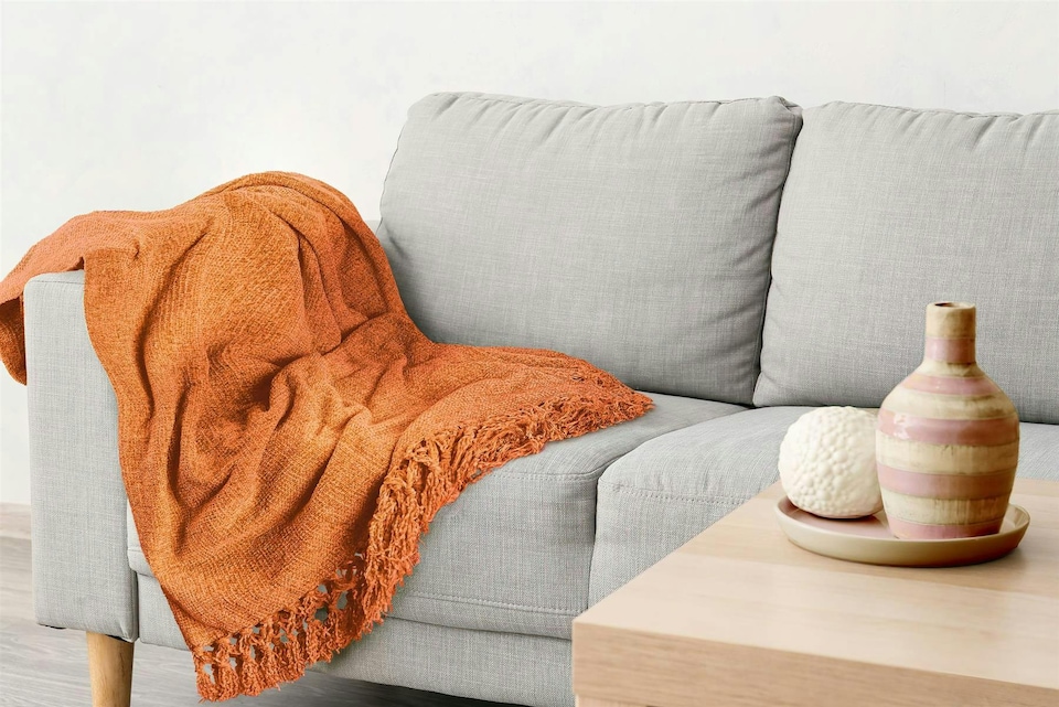 image 1 of Darcy Tassel Burnt Orange Blanket/Throw | Orange | Burnt Orange | One Size