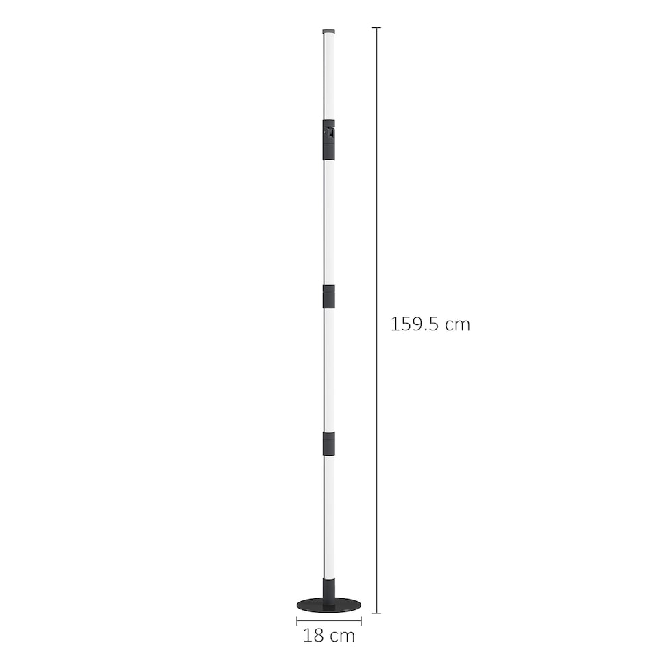 image 1 of HOMCOM LED Floor Lamp, 360degree RGB Detachable Corner Floor Lamp with App & Remote Control, Colour Changing Standing Lamp with Music Sync & Timing, for Living Room, Game Room, Dark Grey | Grey | Dark Grey