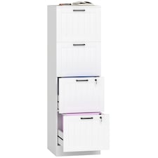HOMCOM 4 Drawer File Cabinet with Lock, Vertical Filing Cabinet with Adjustable Hanging Bars for A4 and Letter Size File Folders, Printer Stand with Storage, White | White | White