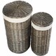 image 2 of Antique Wash Round Laundry Basket Set of 2 | White | White
