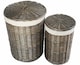 image 2 of Antique Wash Round Laundry Basket Set of 2 | White | White