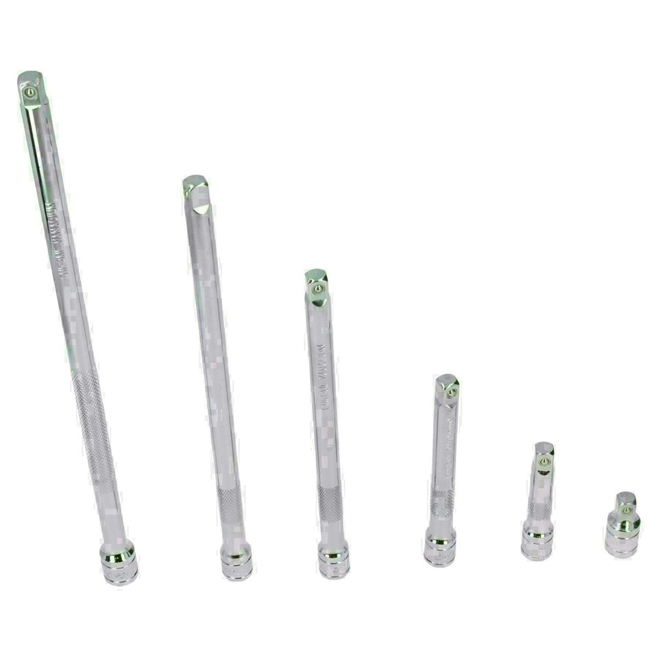 image 1 of 3/8" Drive Straight Socket Extension Bar Set 38mm - 300mm 6pc Set