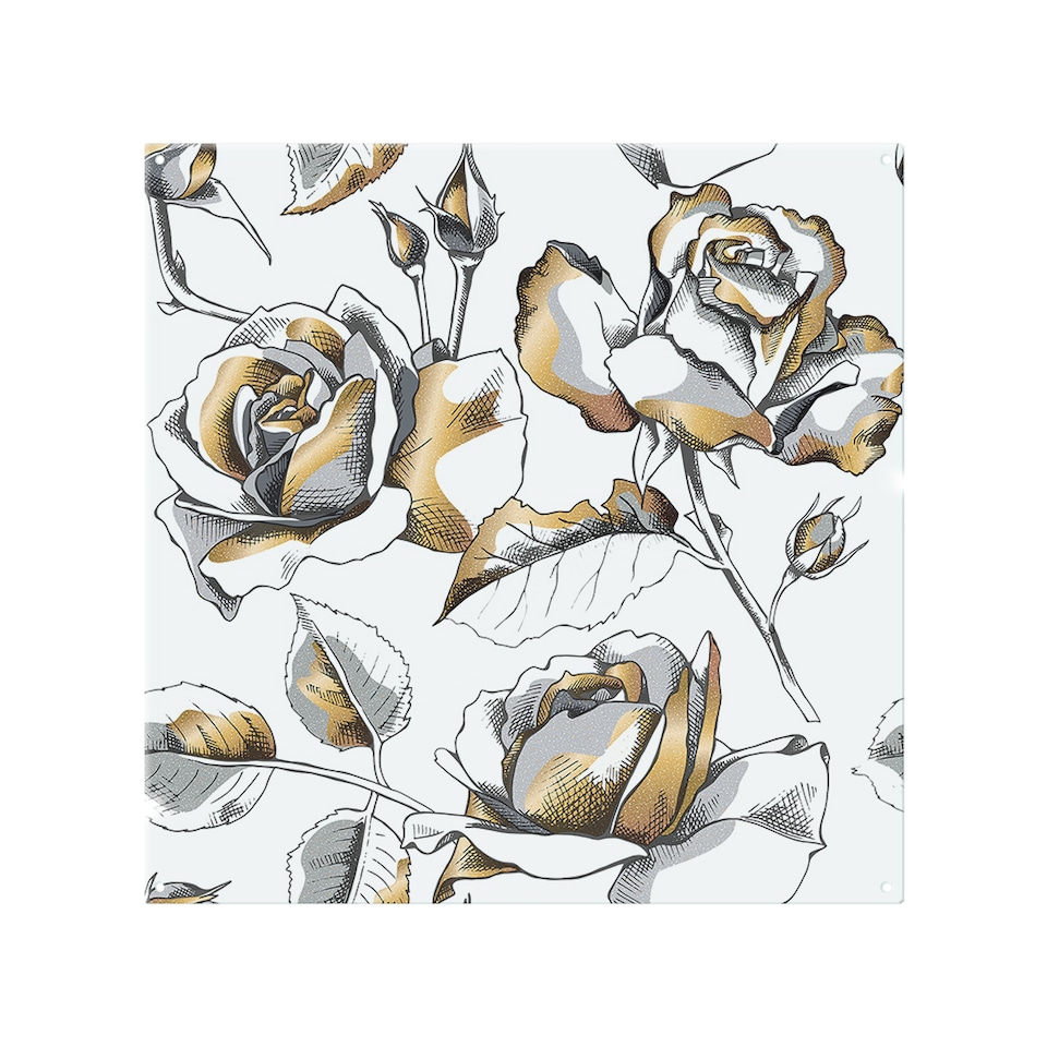 image 1 of Golden Roses Splash Back | White