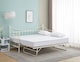 image 4 of Daybed With Pull Out Trundle White 3ft Single Bed and 2 Mattresses Metal Guest Room Bedroom Living Room