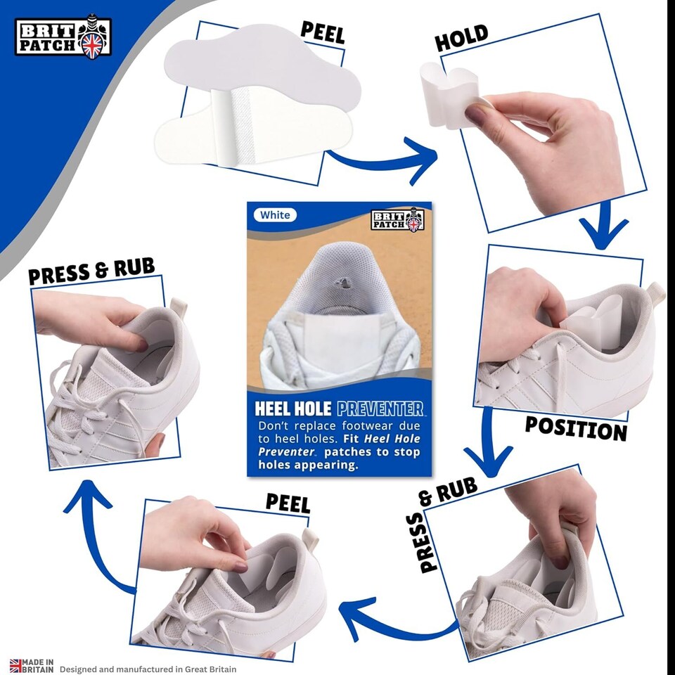 image 1 of Trainer Armour Heel Hole Preventers - Shoe Lining Reinforcement - 1 Pair | White | White