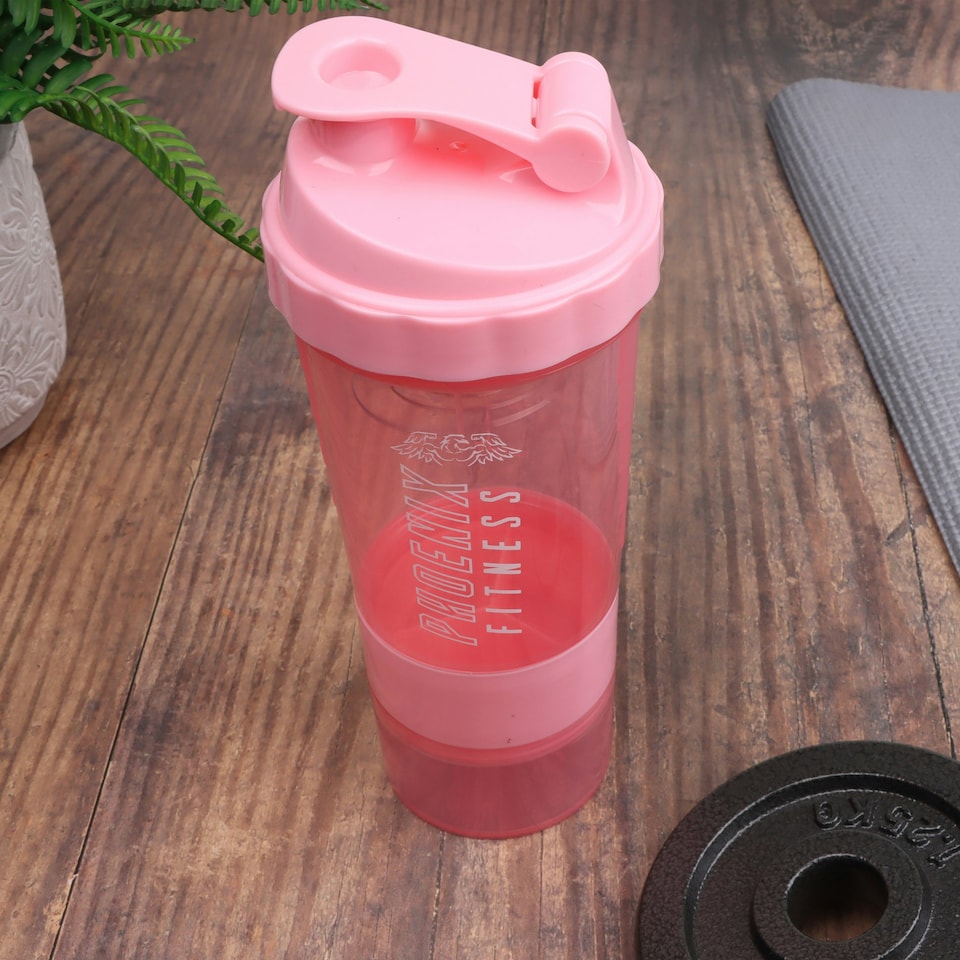 image 1 of Phoenix Fitness Compartment Protein Shaker Bottle - Pink