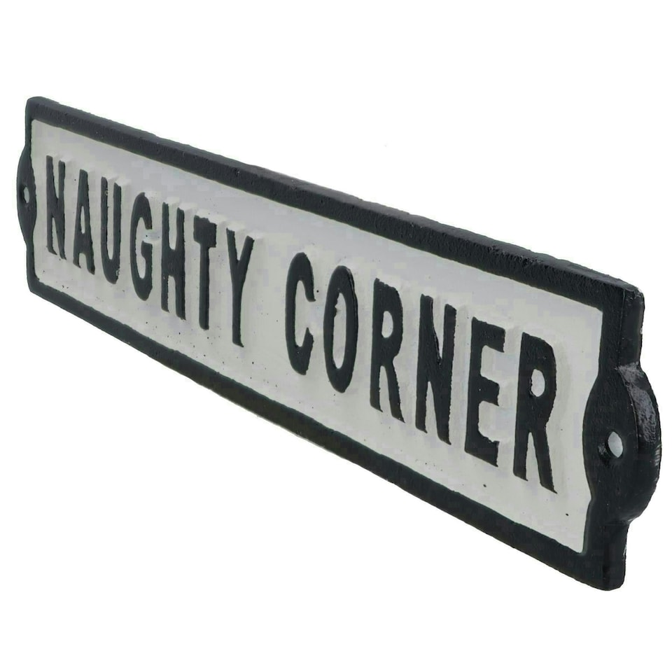 image 1 of Naughty Corner Cast Iron Sign Plaque Wall Door Fence Gate Post House Garden