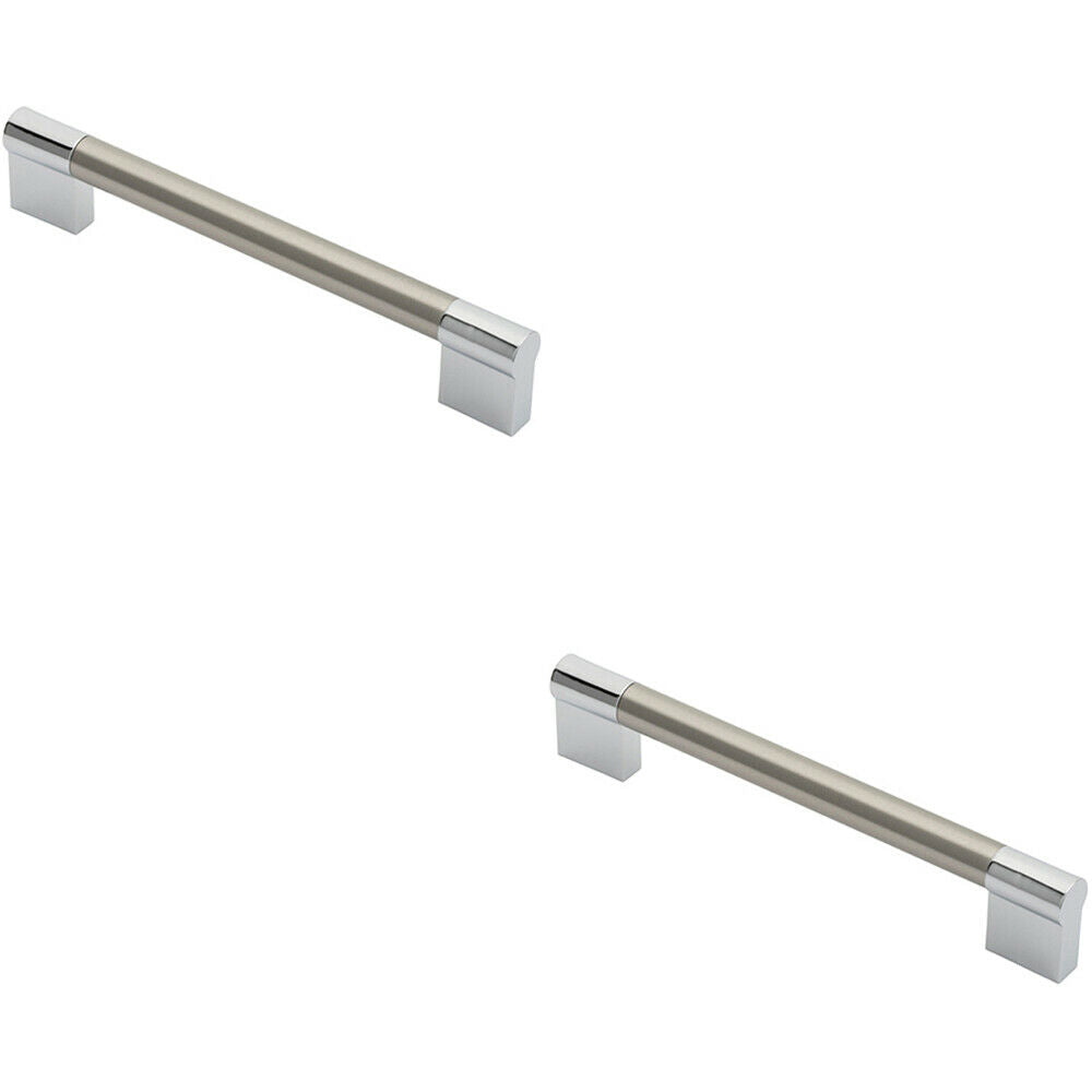 Loops 2x Keyhole Bar Pull Handle 172 x 14mm 160mm Fixing Centres Satin Nickel & Chrome in Metallics