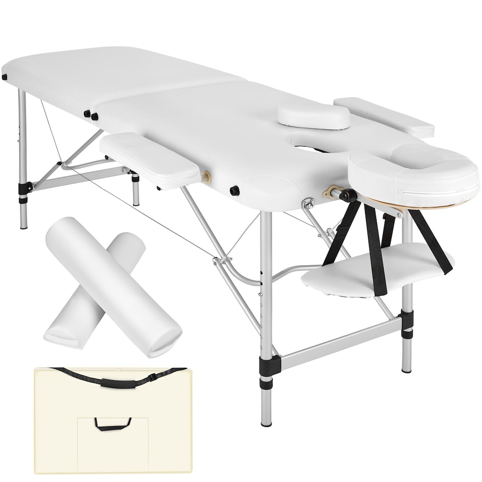 image 1 of Massage Table Set Massage Bench Massage Table 2 Zone Massage Bed Cosmetic Lounger Bag Bolsters Head And Armrests | White | white | 1