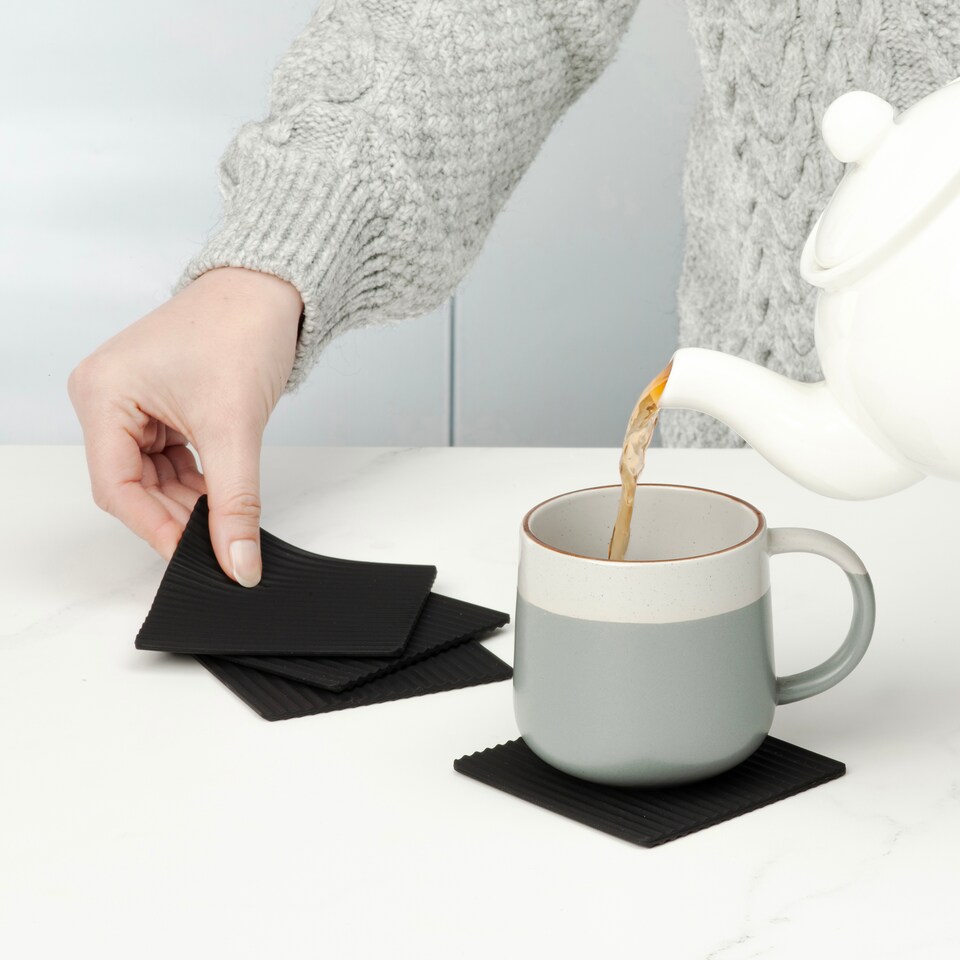 image 1 of Zeal Set of 4 Silicone Coasters Black