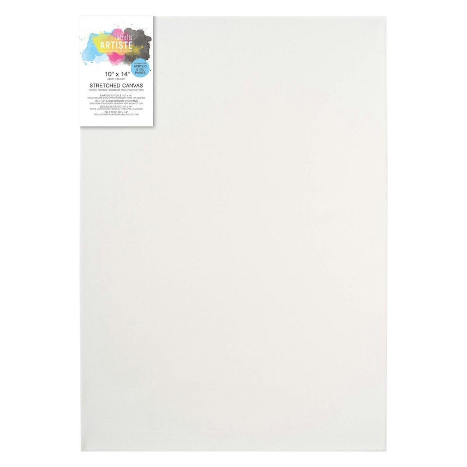 image 1 of Artiste Stretched Canvas, Triple Primed, Wooden Frame, White, 10x14", 380gsm