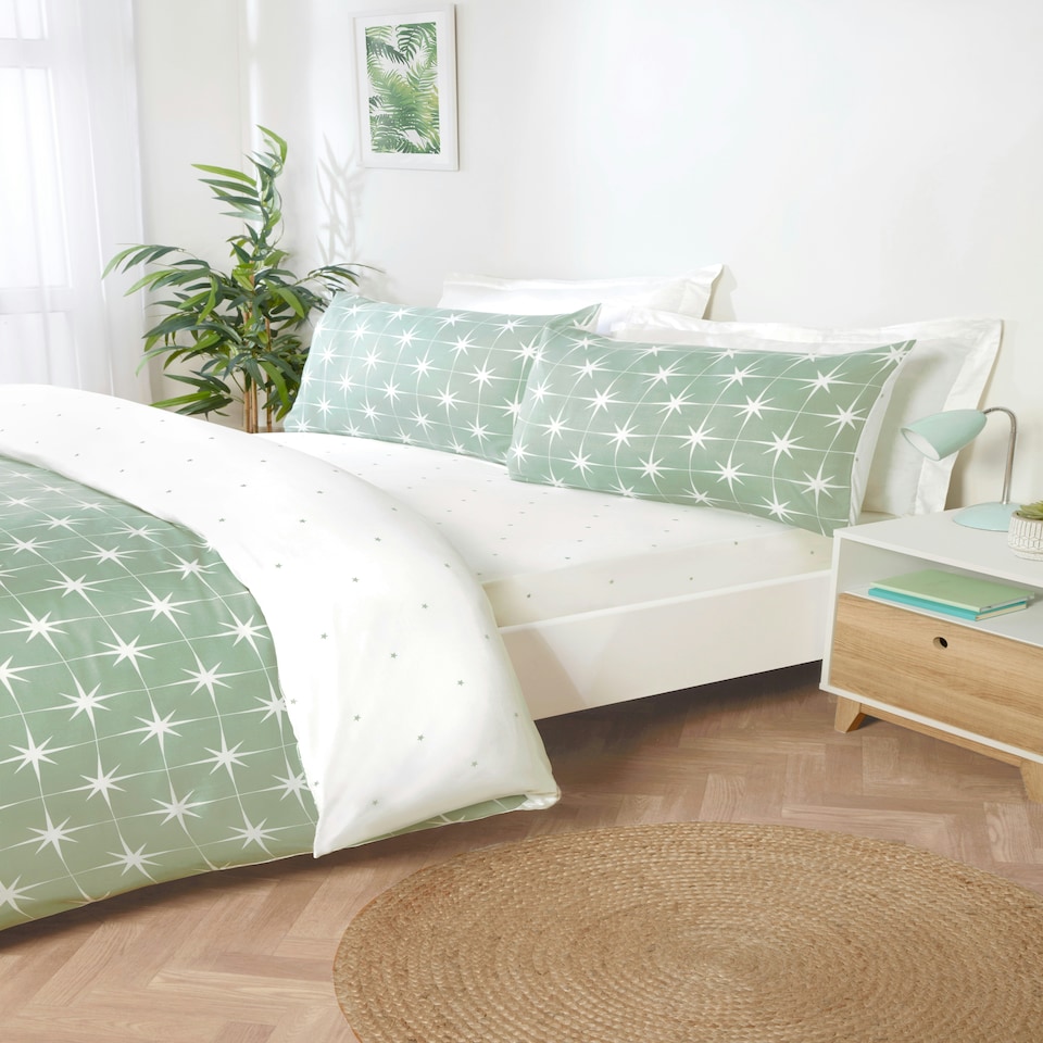 image 1 of Northern Stars Microfibre Complete Duvet Set with Pillowcase and Fitted Sheet Grey | Double