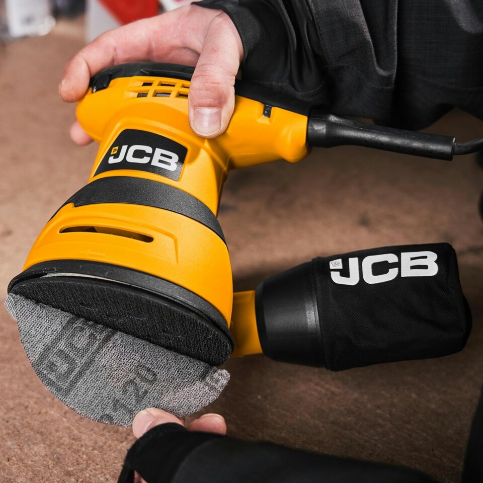 image 1 of JCB 320W Electric Random Orbital Sander 125mm 5'', 3 x Sanding Sheets, 3m Cable 21-RO125