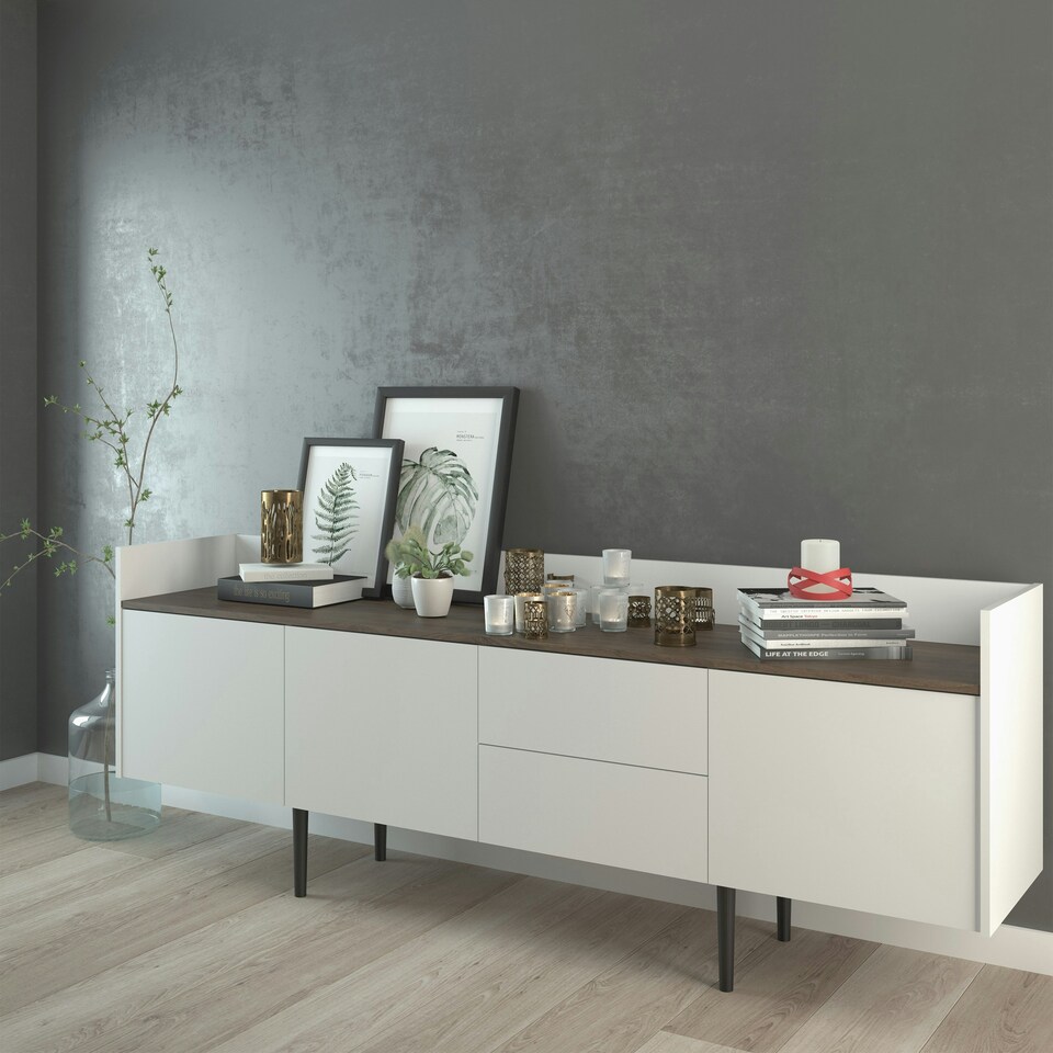 image 1 of Unit Sideboard 2 Drawers 3 Doors in White and Walnut