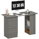 image 2 of HOMCOM Computer Desk, Writing Table, PC Workstation with 3 Storage Shelves and Drawers, Silver Handle, for Home Office, Grey | Grey