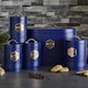 image 2 of Retro Inspired Matt & Copper 5 Piece Kitchen Canister Set Navy