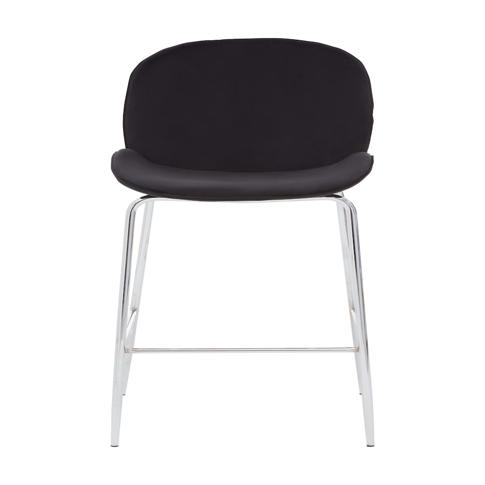 image 1 of Tamzin Black Velvet Chrome Finish Bar Chair Black