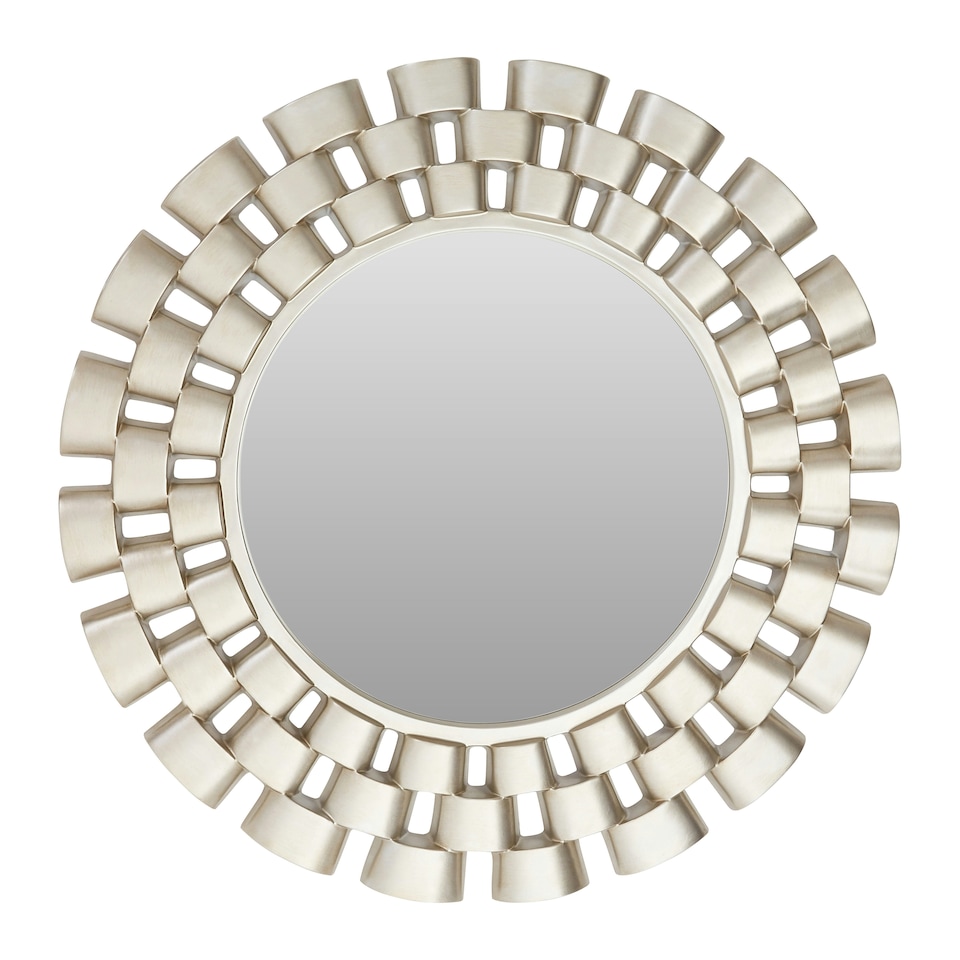image 1 of Interiors By Premier Champagne Chain Design Wall Mirror, Layered Round Mirror, 3-Tiered Hallway Mirror, Sculptural Mirror Silver