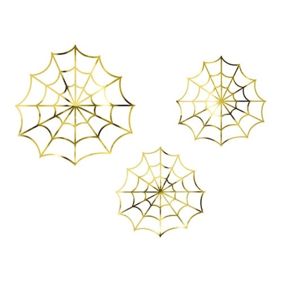Halloween Gold Spiderwebs Table Decorations - Pack of 3