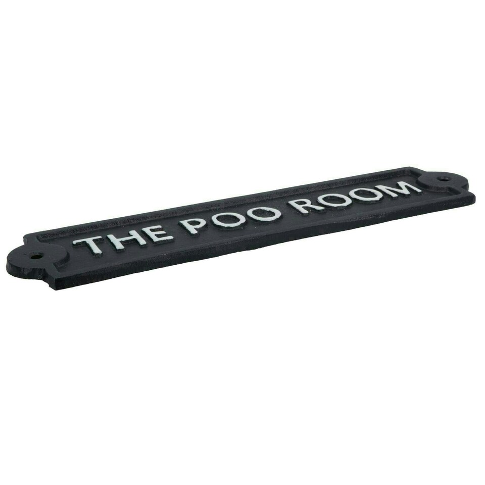 image 1 of The Poo Room Toilet Cast Iron Sign Plaque Wall Door House Cafe Shop Pub Bar