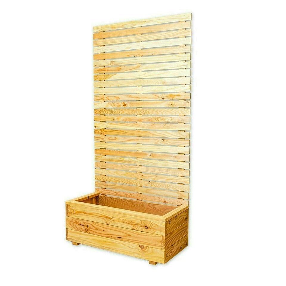 image 1 of Primrose Wooden Trough Planter With Close Style Privacy Trellis N/A