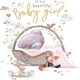 image 1 of Bear Sleeping In Basket Birth Baby Girl Congratulations Card