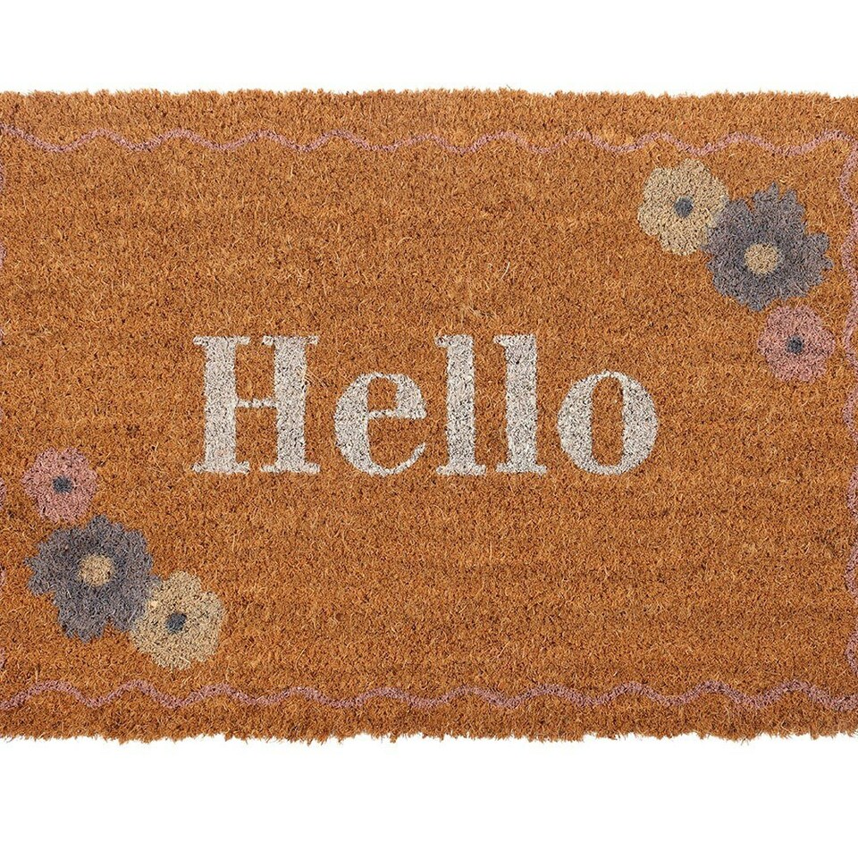 image 1 of Something Different Floral Hello Door Mat - Natural - One Size Cream | One Size