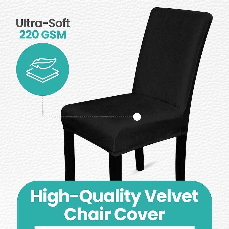 image 1 of Velvet Dining Chair Covers, Spandex High-Back Chair Slipcovers - 220GSM