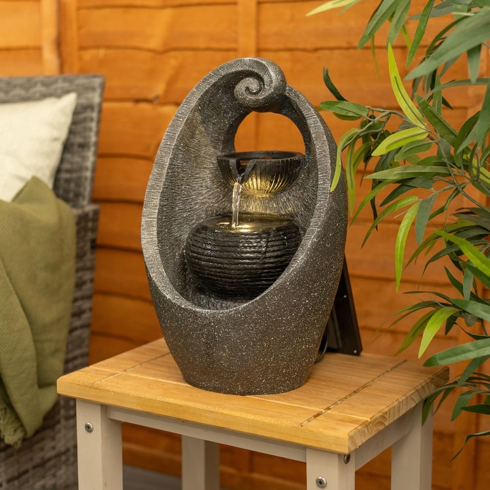 image 1 of ValueLights Swirl Outdoor Solar Decorative Water Fountain