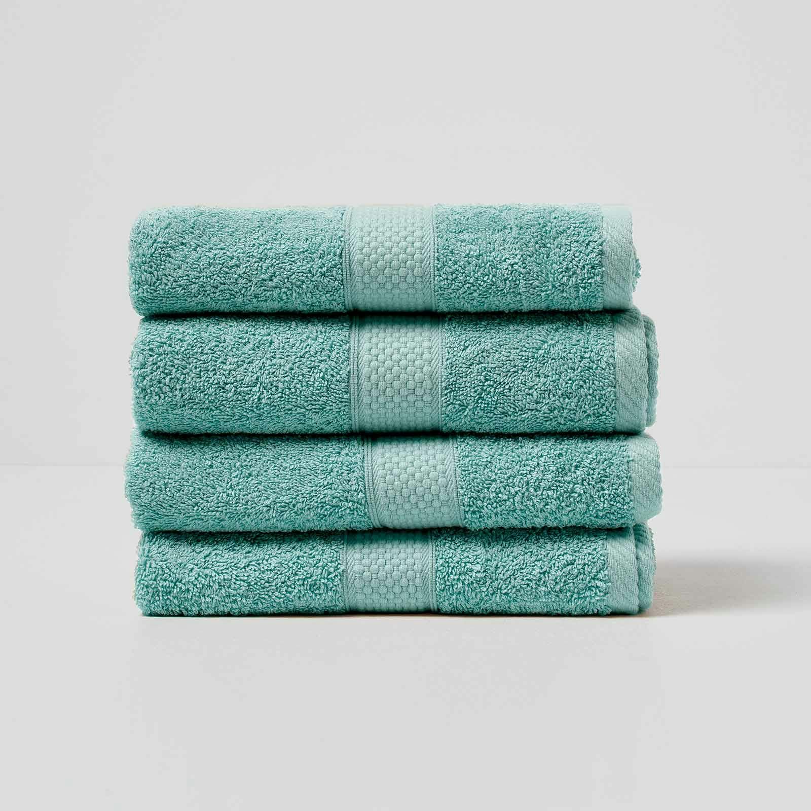 Homescapes Turkish Cotton Hand Towel Set of 4 - Sea Green | Green | Hand towel | 4